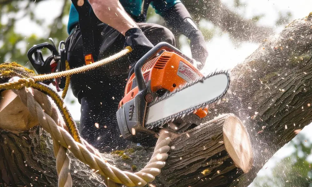 élagueur travaillant sur un arbre
